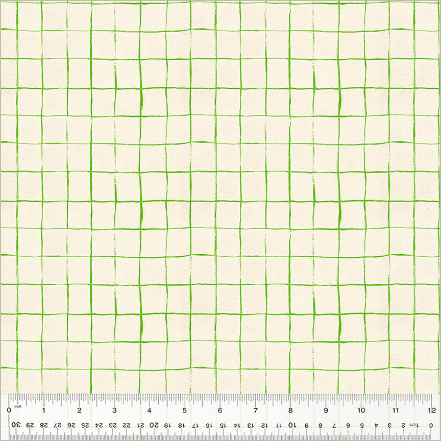 Heather Ross By Hand - Hand Drawn Plaid in cotton & green