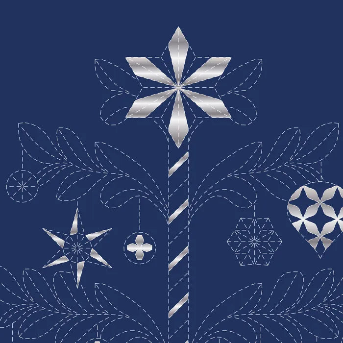 Sashiko Christmas Tree in navy metallic