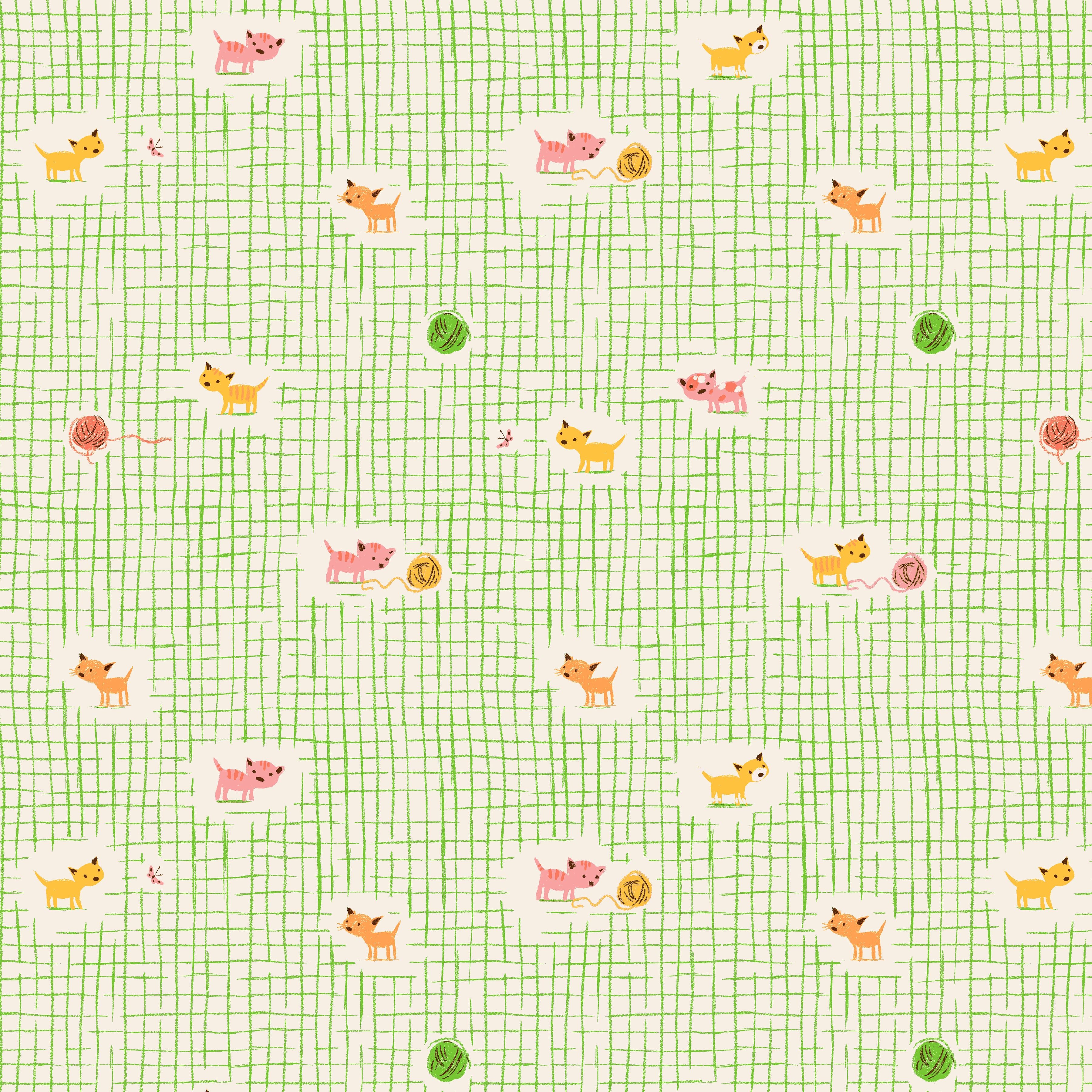 Heather Ross Favourites - Kitten Plaid - Green