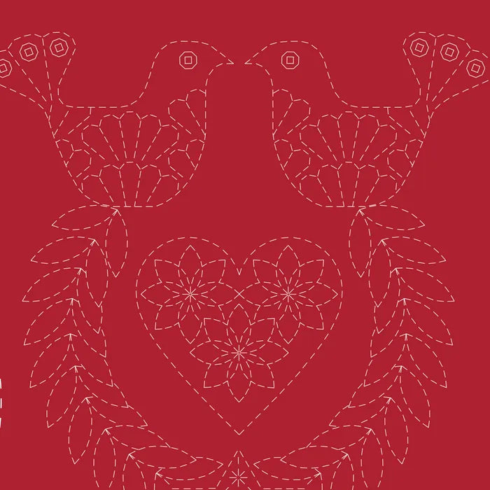 Sashiko Christmas Stocking in red