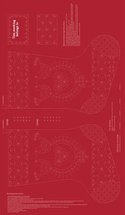 Sashiko Christmas Stocking in red