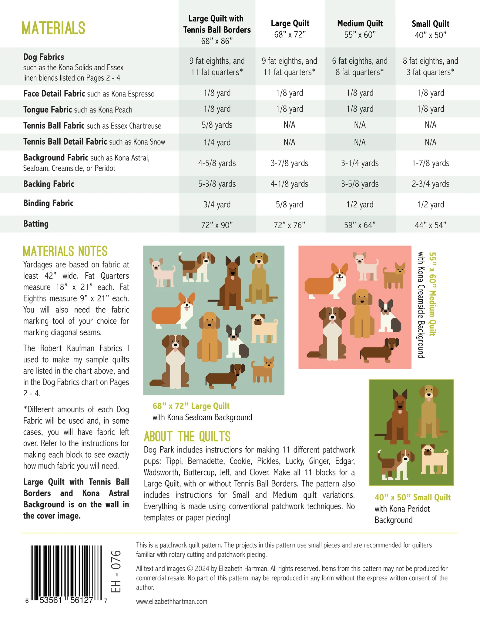 Elizabeth Hartman - Dog Park quilt pattern