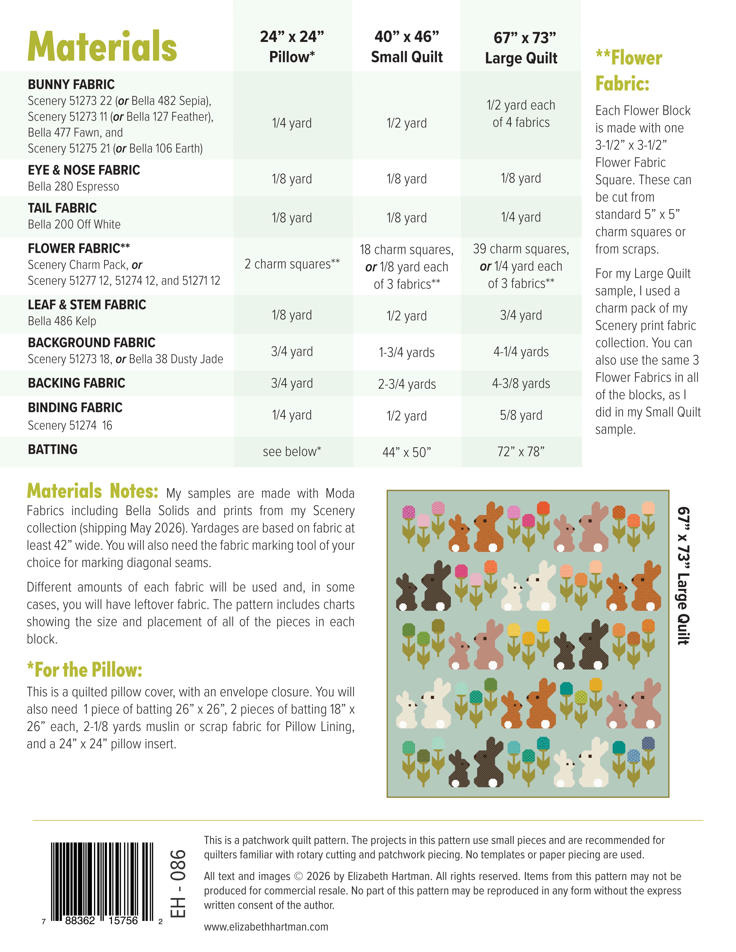 Elizabeth Hartman Cottontails Quilt Pattern PRESALE