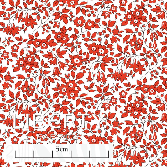 Liberty Lawn - The Floral Journey II - Chamomile red END OF BOLT