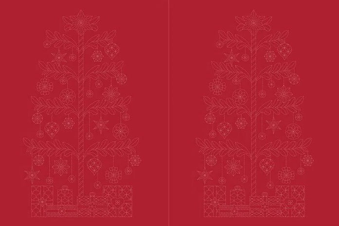 Sashiko Christmas Tree in red