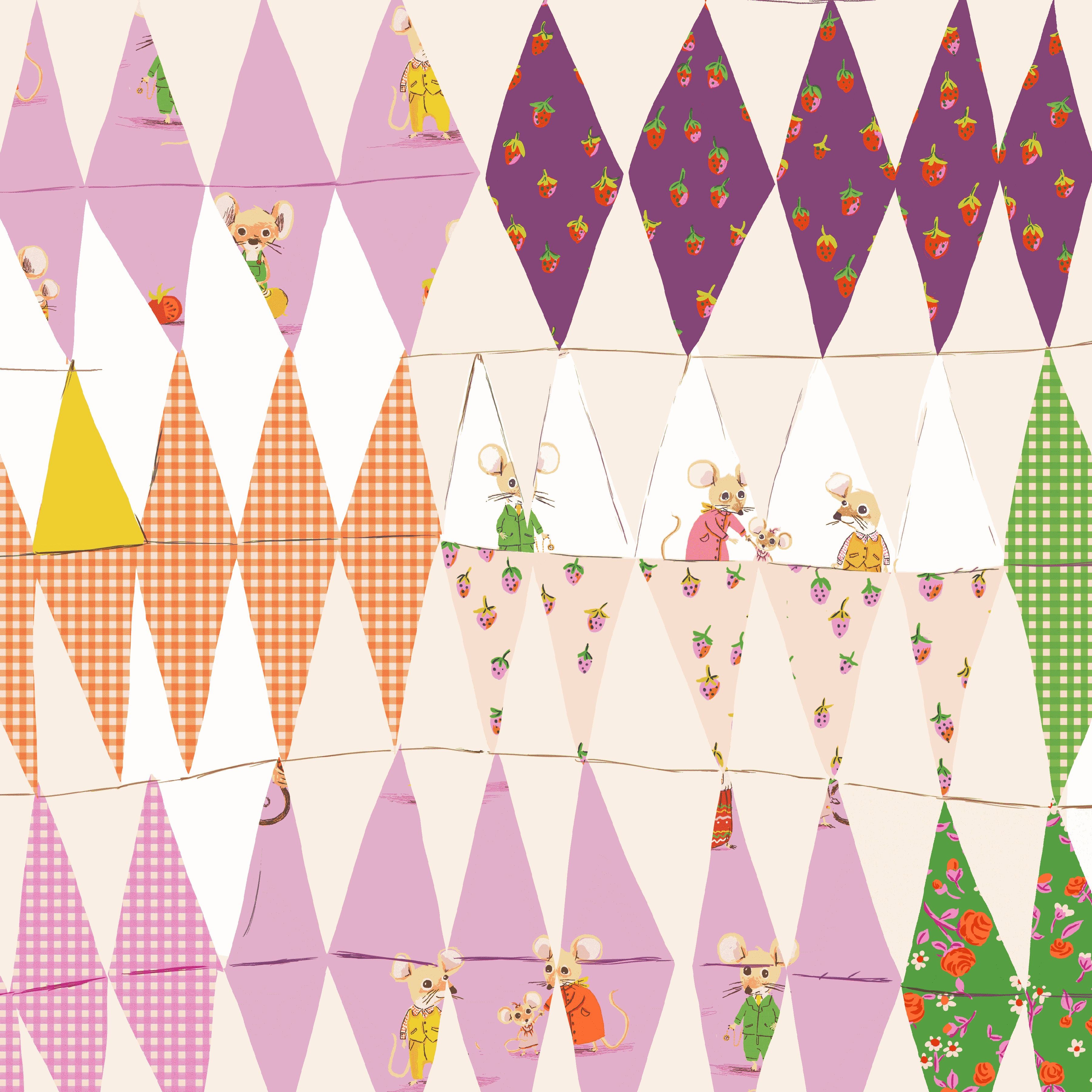 Heather Ross Favourites - Trixie Collage - Blush