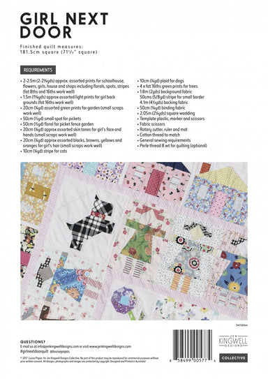 Quilt pattern book cover with a colorful quilt design and text on a white background
