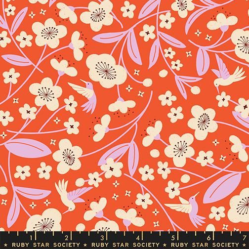 Persimmon - Blossoms - Warm Red