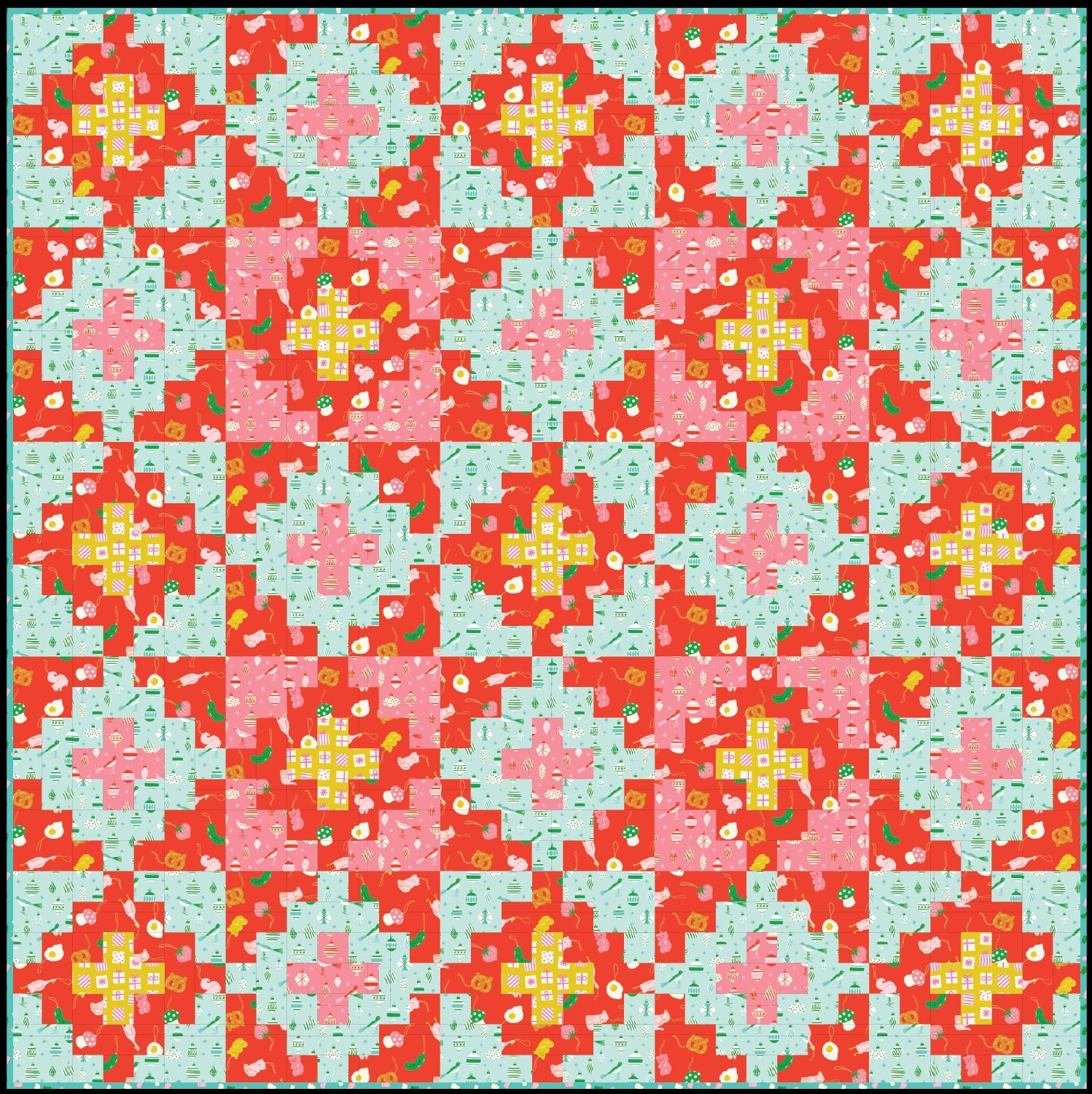 Star Tapestry Throw Quilt Kit in Merry Happy in red