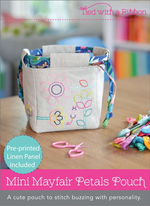 Mini Mayfair Petals Pouch- pattern & linen panel