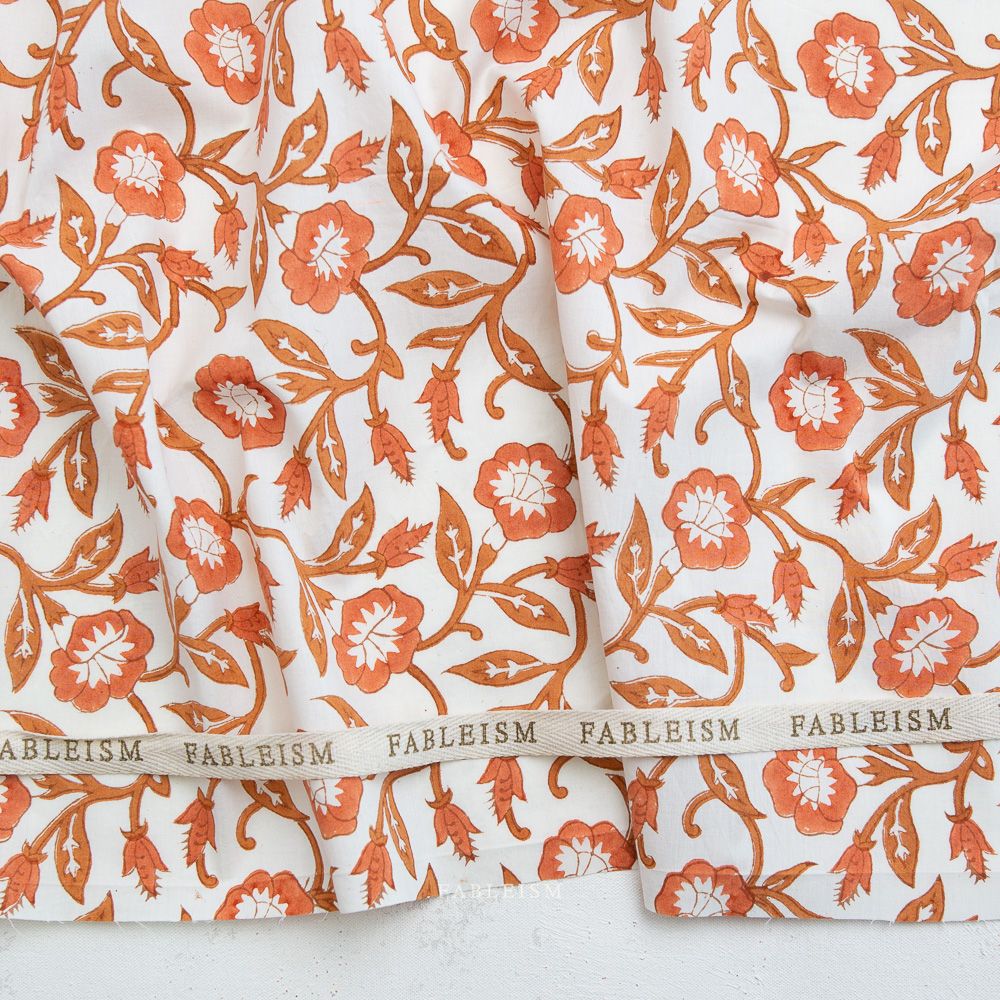 Fableism Indian Block Prints: Cottage - Sienna Trumpet Vines