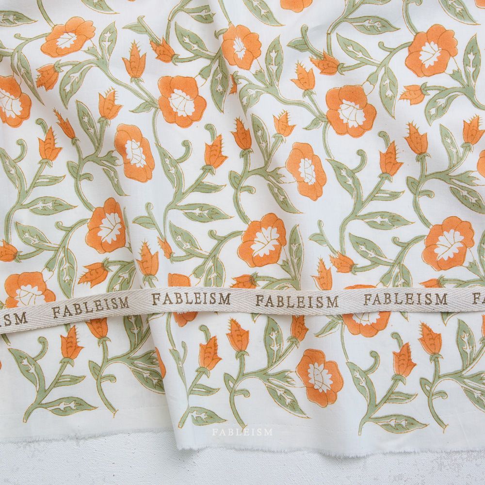 Fableism Indian Block Prints: Cottage - Sage Trumpet Vines