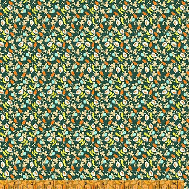 Heather Ross - Lucky Rabbit - Calico in dark teal