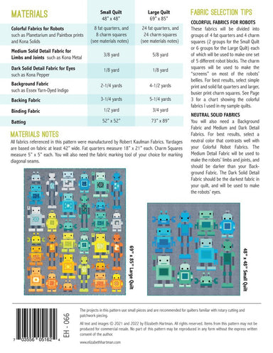 Elizabeth Hartman - Robots Quilt pattern