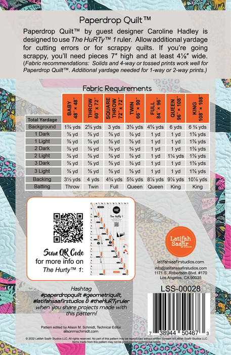 Latifa Saafir Studios - Paperdrop Quilt pattern PRESALE