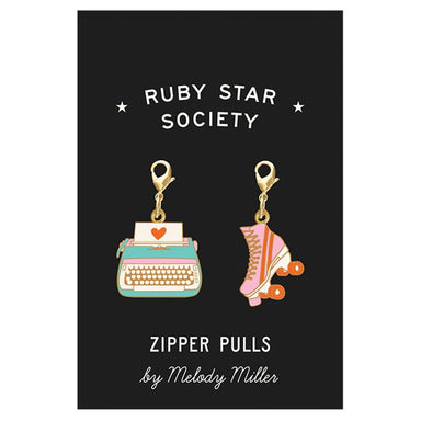 Ruby Star Society - Melody Zipper Pulls - typewriters & rollerskates