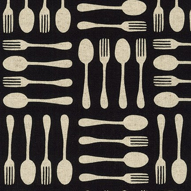 Erin Dollar - Cotton Flax - Fork & Spoon in black - The Next Stitch