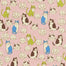Sevenberry Canvas- Cotton Flax canvas - Cats in rose