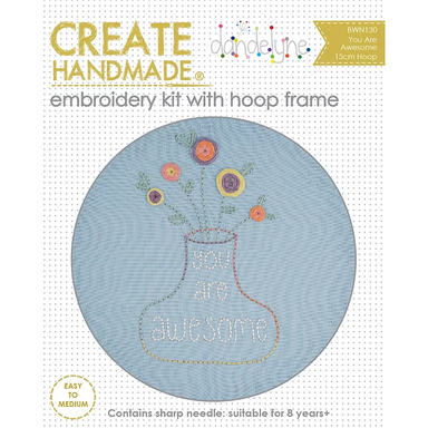 Create Handmade -  You Are Awesome embroidery kit with hoop